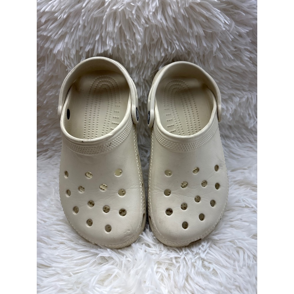 Crocs Classic Clog Kids Size J3 Cream Bone Off White Slip On Shoes